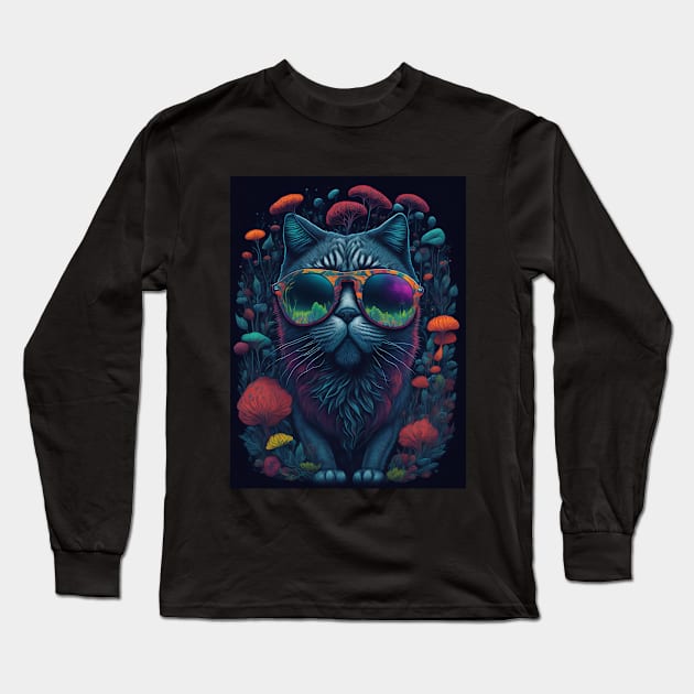 Techno T-Shirt - Techno Organism - Catsondrugs.com - Techno, rave, edm, festival, techno, trippy, music, 90s rave, psychedelic, party, trance, rave music, rave krispies, rave flyer T-Shirt Scale + Placement Long Sleeve T-Shirt by catsondrugs.com